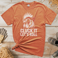 Cluck It Lets Roll Adult Tee - Heather Orange