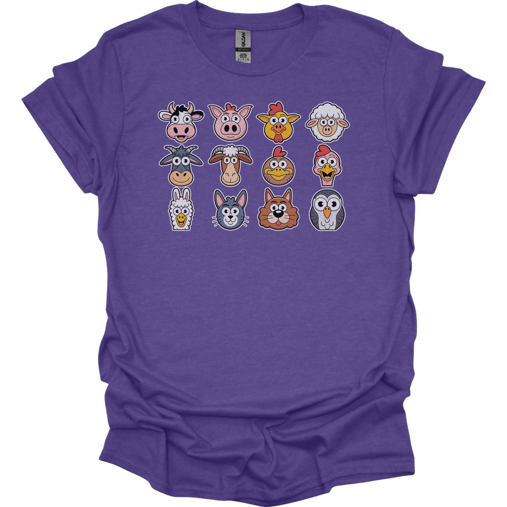 Barnyard Animals Adult Unisex Tee - Heather Purple