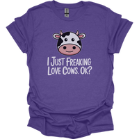 I Just Freaking Love Cows Ok Adult Dark - Heather Purple