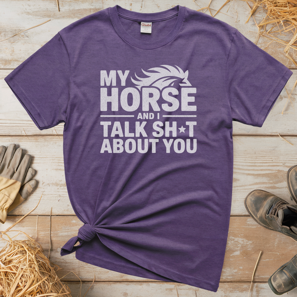 My Horse And I Talk About You (Adult Unisex T-Shirt) - Heather Purple