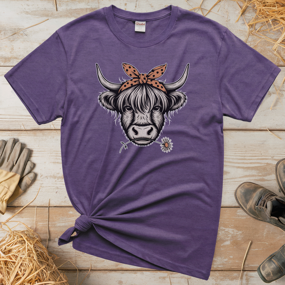 Cow Flower (Adult Unisex T-Shirt) - Heather Purple