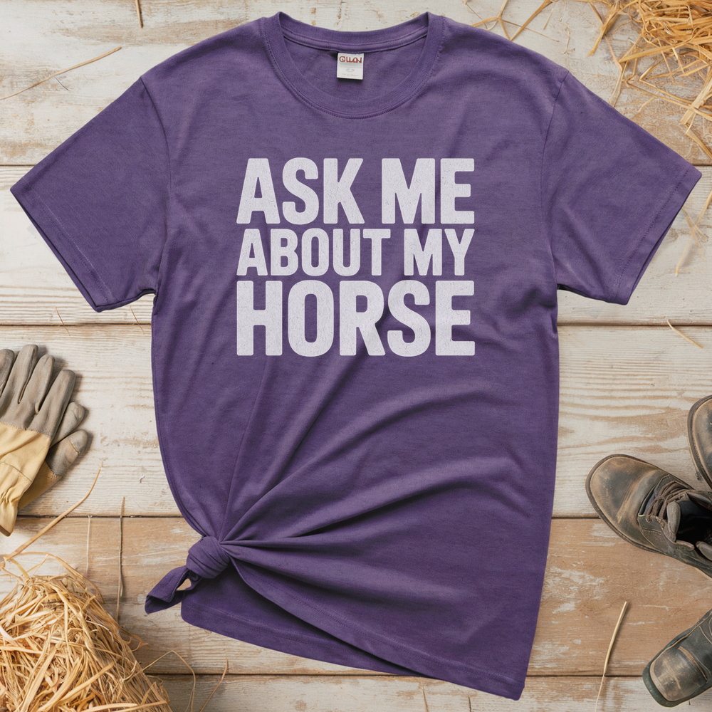 Ask Me About My Horse (Adult Unisex T-Shirt) - Heather Purple