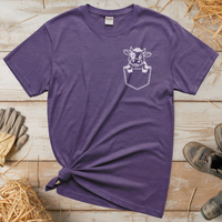 Cow In Pocket (Adult Unisex Tee) - Heather Purple