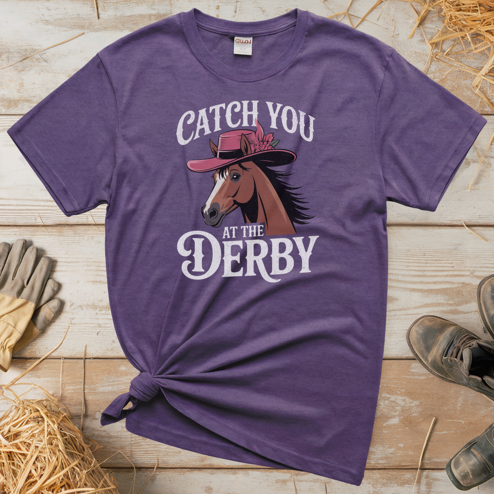 Catch You At The Derby (Adult Unisex Tee) - Heather Purple