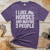 I Like Horses And Maybe 3 People (Adult Unisex Tee) - Heather Purple