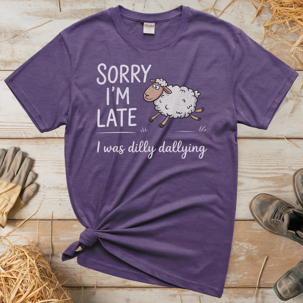 Dilly Dallying Sheep (Adult Unisex Tee) - Heather Purple