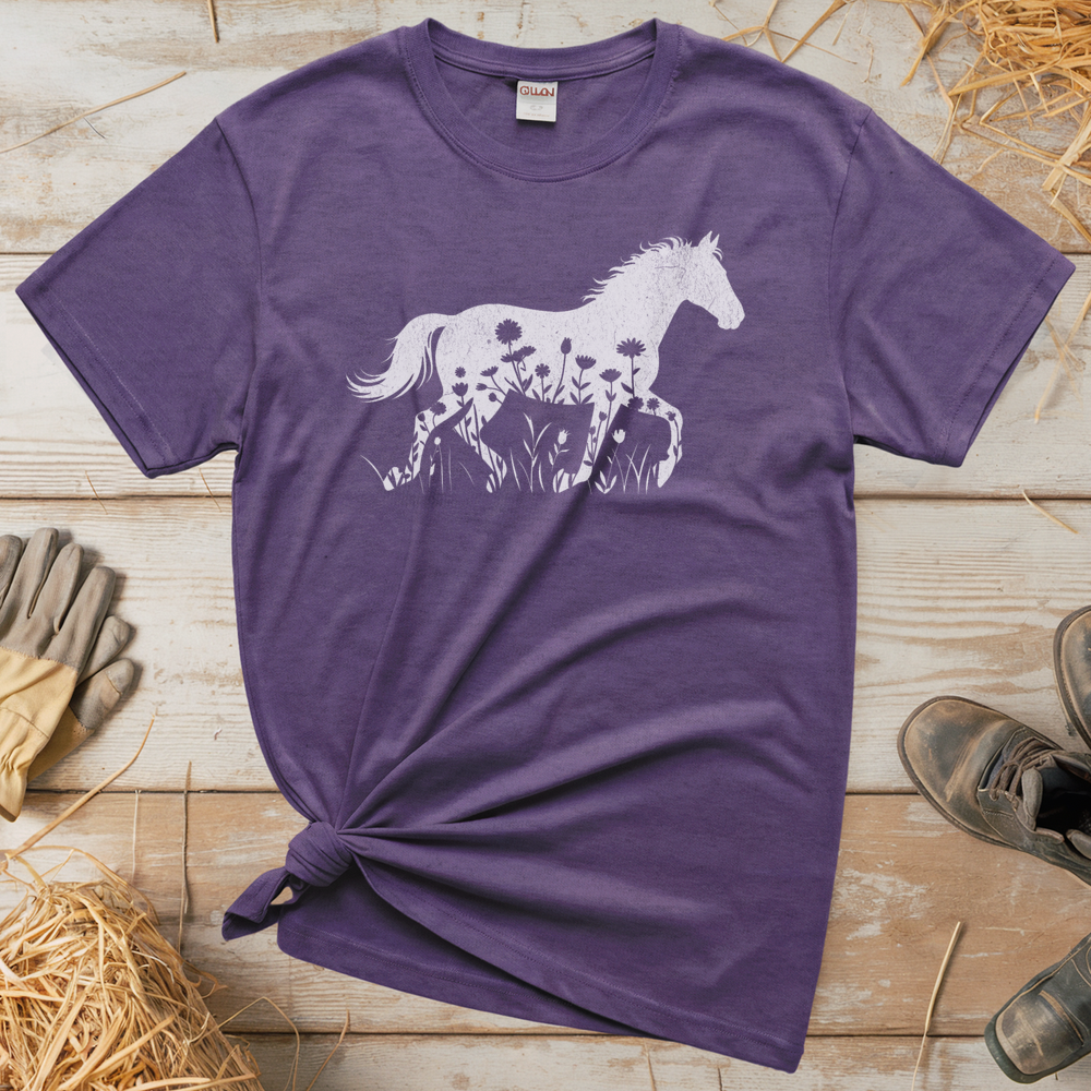 Flower Horse (Adult Unisex Tee) - Heather Purple