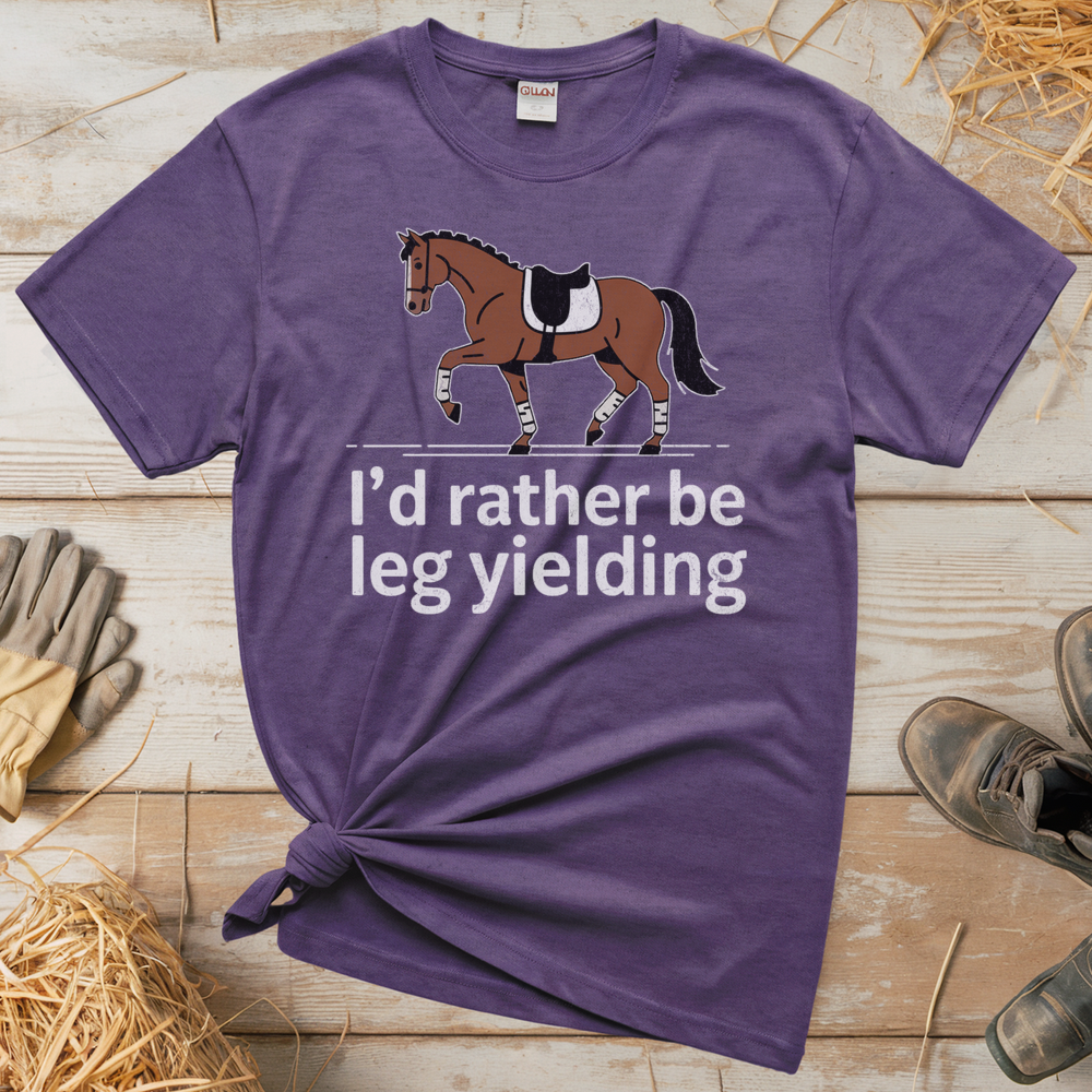 I'd Rather Be Leg Yielding Dressage (Adult Unisex Tee) - Heather Purple