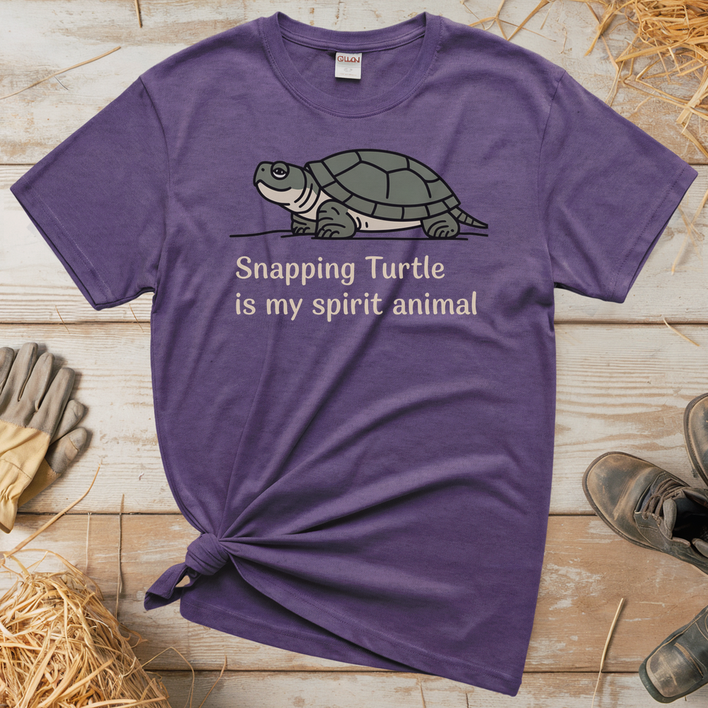 Snapping Turtle Is My Spirit Animal (Adult Unisex Tee) - Heather Purple
