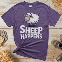 Sheep Happens (Adult Unisex Tee) - Heather Purple