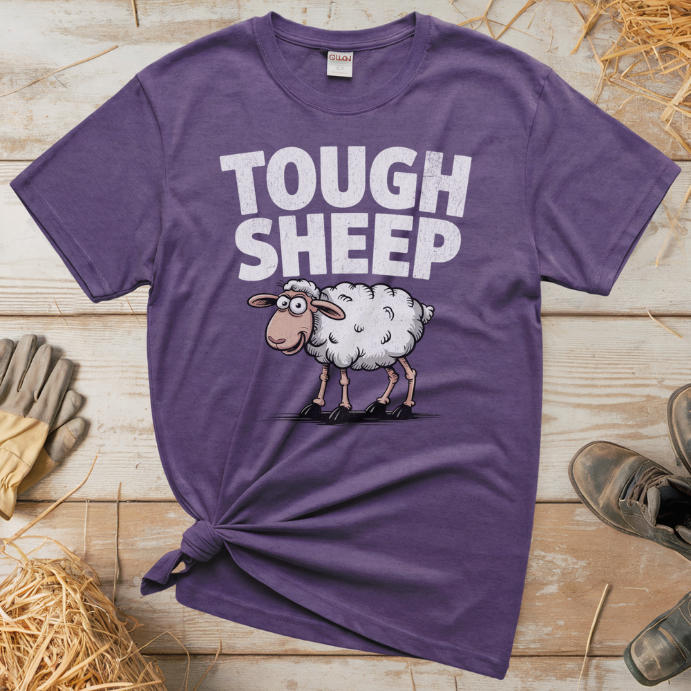 Funny Tough Sheep (Adult Unisex Tee) - Heather Purple