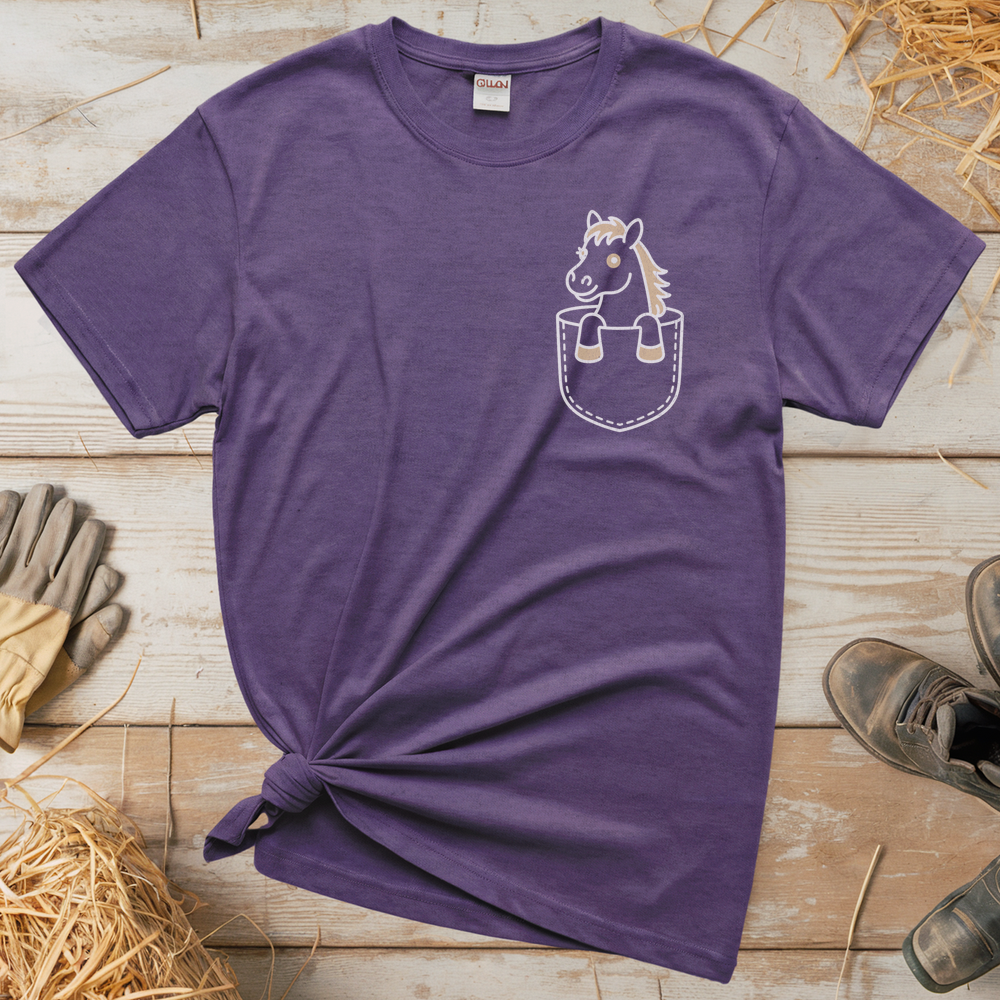 Horse In Pocket (Adult Unisex Tee) - Heather Purple
