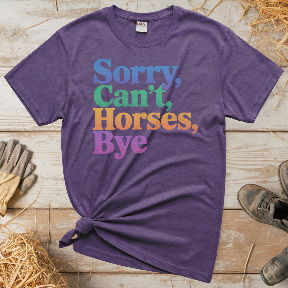 Sorry Can't Horses Bye (Adult Unisex Tee) - Heather Purple