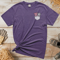 Sheep And Pig In Pocket (Adult Unisex Tee) - Heather Purple