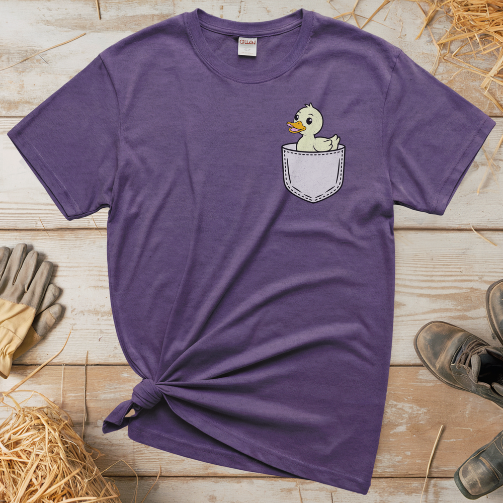 Duck In Pocket (Adult Unisex Tee) - Heather Purple