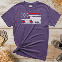 USA Cow Farm (Adult Unisex Tee) - Heather Purple