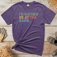 I'd Rather Be At The Barn (Adult Unisex Tee) - Heather Purple