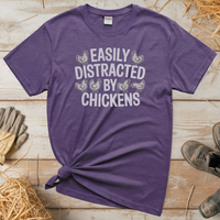 Easily Distracted By Chickens (Adult Unisex Tee) - Heather Purple