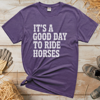 Good Day To Ride Horses Tee - Heather Purple
