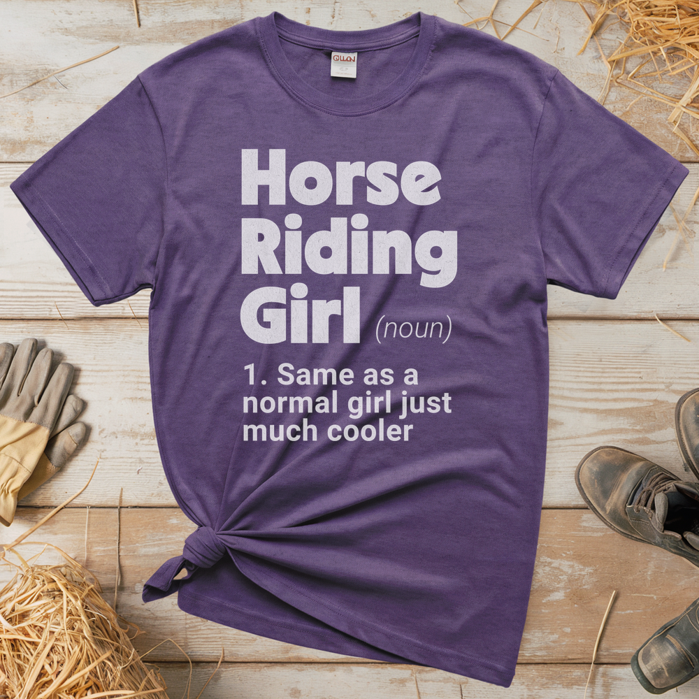 Horse Riding Girl Tee - Heather Purple