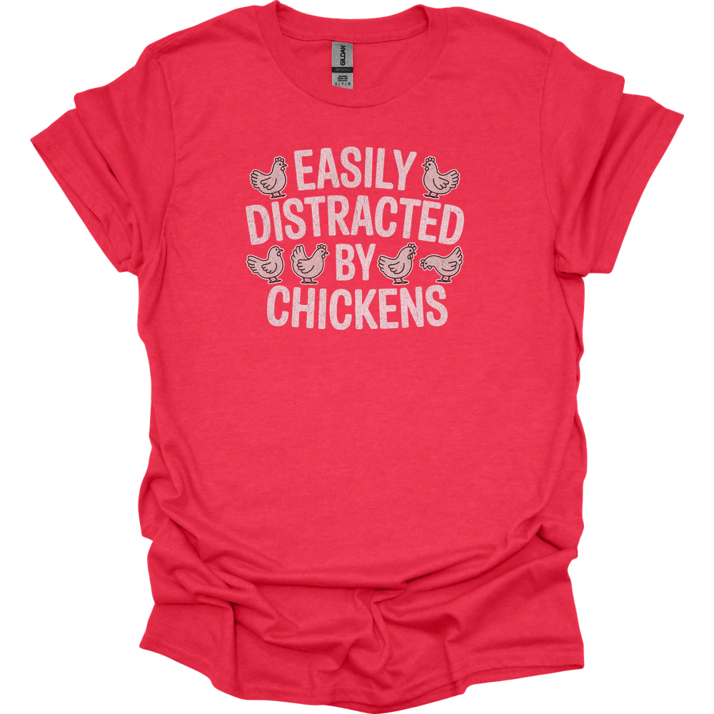 Easily Distracted By Chickens - Heather Red