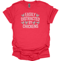 Easily Distracted By Chickens - Heather Red