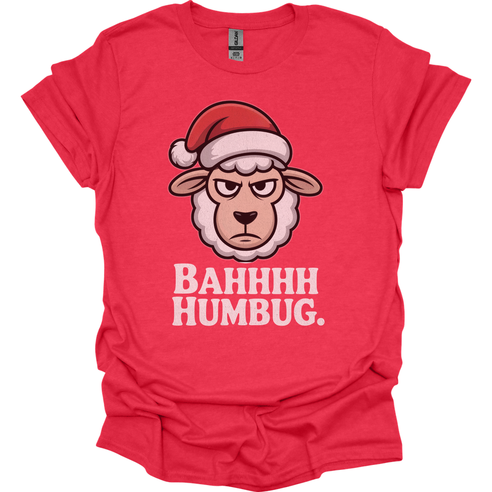 Bahhh Humbug Christmas (Adult Unisex Tee) - Heather Red
