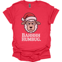 Bahhh Humbug Christmas (Adult Unisex Tee) - Heather Red