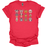 Barnyard Animals Adult Unisex Tee - Heather Red