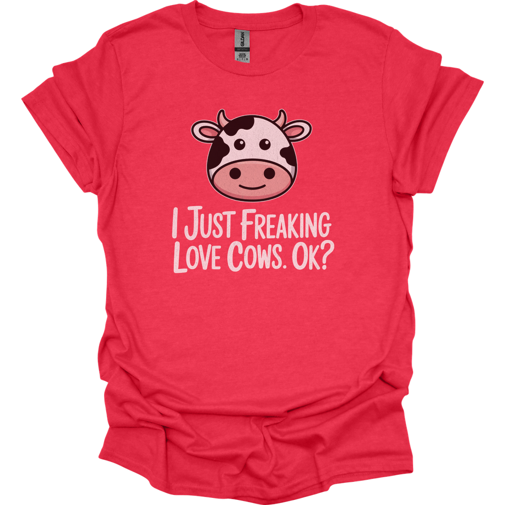 I Just Freaking Love Cows Ok Adult Dark - Heather Red