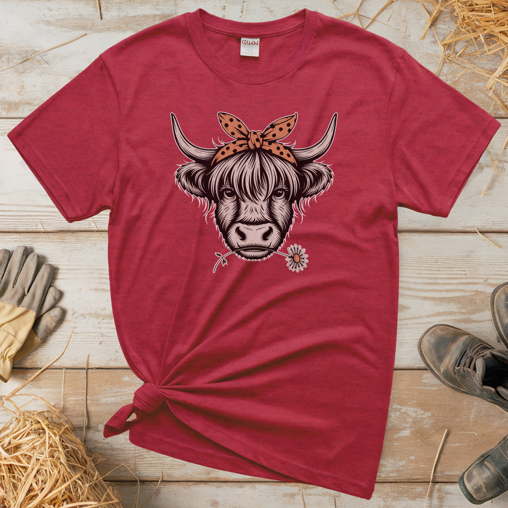 Cow Flower (Adult Unisex T-Shirt) - Heather Red