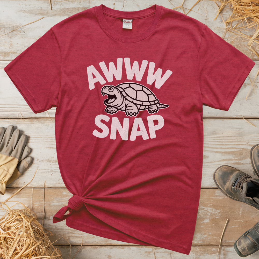 Aww Snapping Turtle (Adult Unisex Tee) - Heather Red