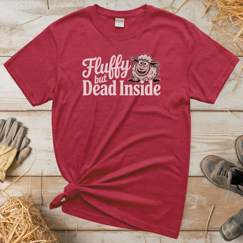 Fluffy But Dead Inside (Adult Unisex Tee) - Heather Red