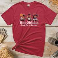 Hot Chicks Just Do It Better (Adult Unisex Tee) - Heather Red