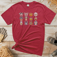Barnyard Animals (Adult Unisex Tee) - Heather Red