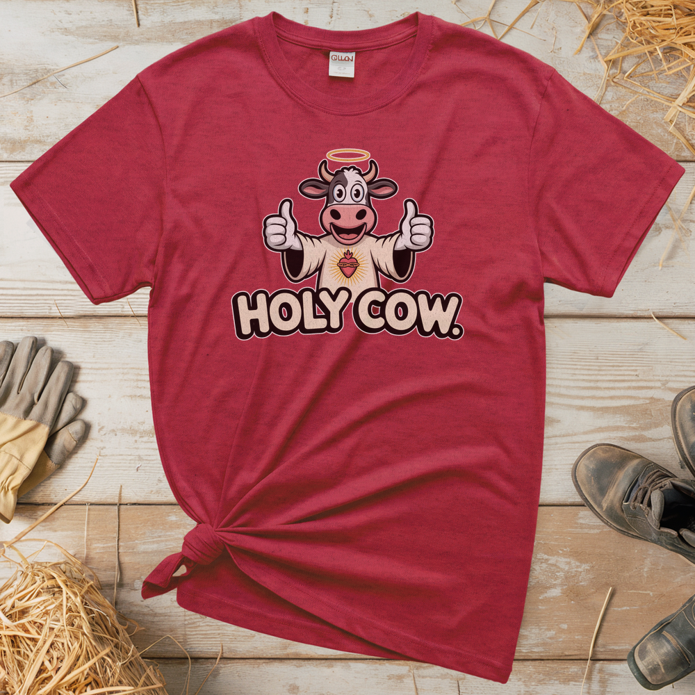 Holy Cow Adult (Unisex Tee) - Heather Red