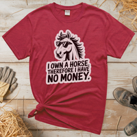 I Own A Horse Therfore I Have No Money (Adult Unisex Tee) - Heather Red