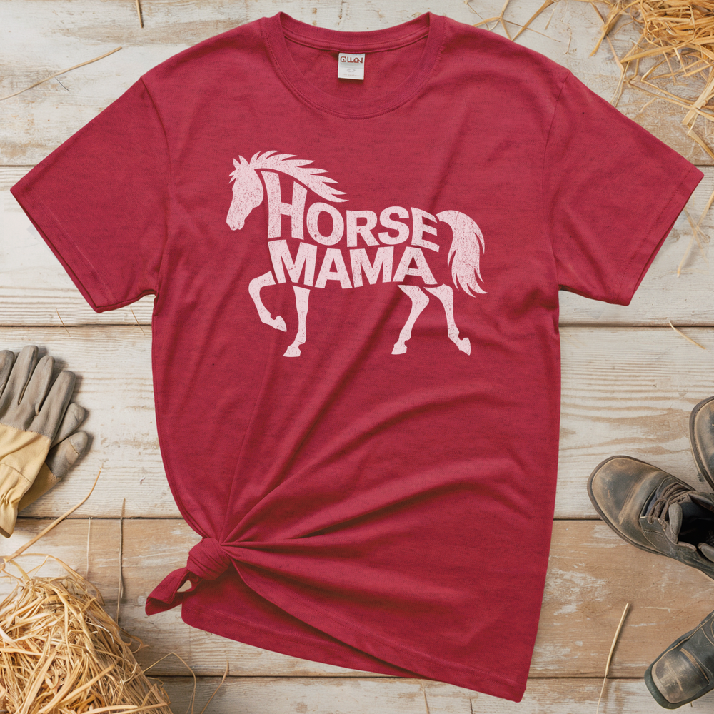 Horse Mama (Adult Unisex Tee) - Heather Red