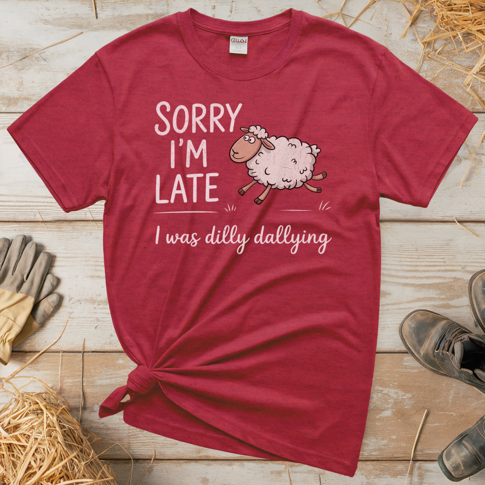 Dilly Dallying Sheep (Adult Unisex Tee) - Heather Red