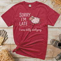 Dilly Dallying Sheep (Adult Unisex Tee) - Heather Red