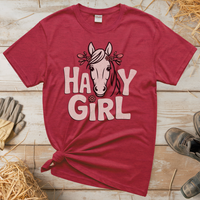 Hay Girl (Adult Unisex Tee) - Heather Red