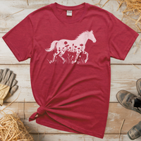 Flower Horse (Adult Unisex Tee) - Heather Red