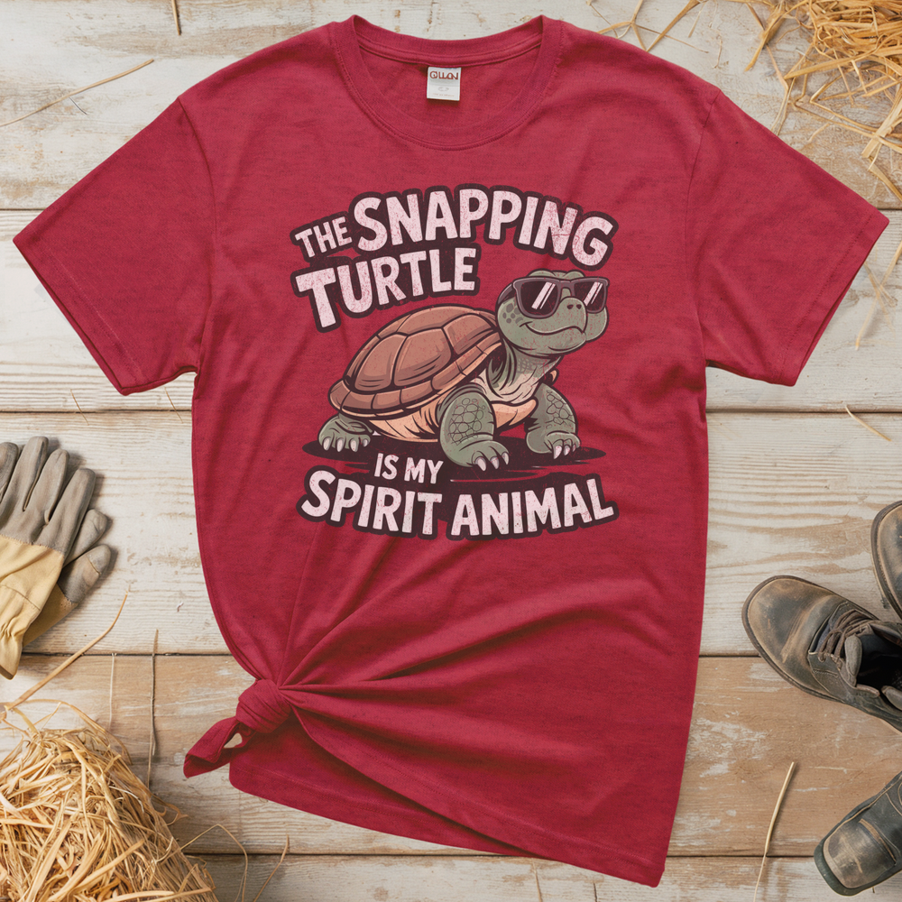 The Snapping Turtle Is My Spirit Animal (Adult Unisex Tee) - Heather Red