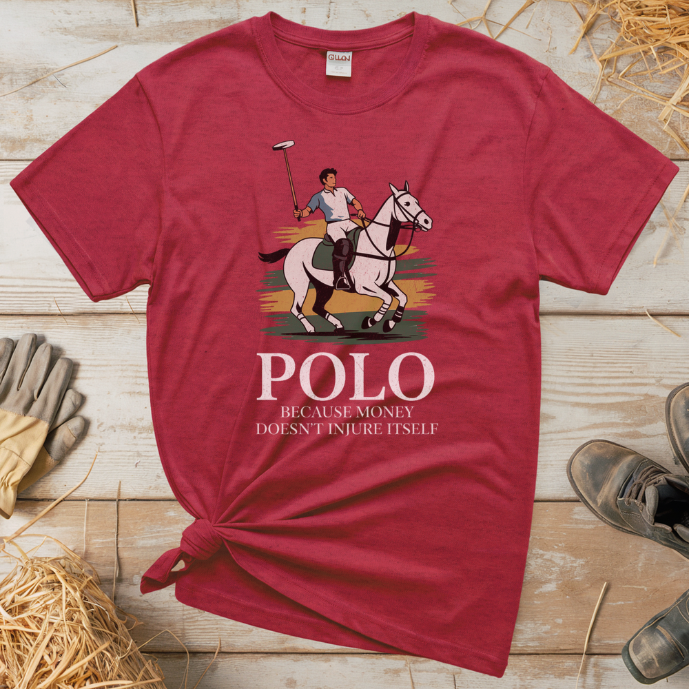 Polo Because Money Doesn't Injure Itself (Adult Unisex Tee) - Heather Red