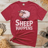 Sheep Happens (Adult Unisex Tee) - Heather Red