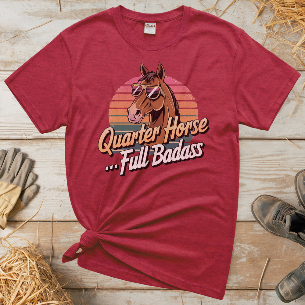 Quarter Horse Full Badass (Adult Unisex Tee) - Heather Red