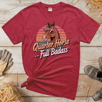 Quarter Horse Full Badass (Adult Unisex Tee) - Heather Red