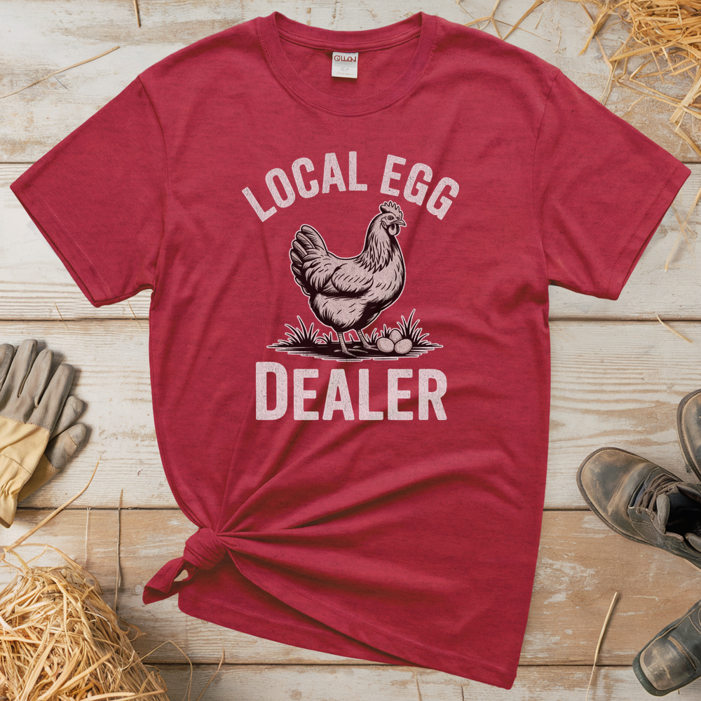 Local Egg Dealer (Adult Unisex Tee) - Heather Red