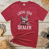 Local Egg Dealer (Adult Unisex Tee) - Heather Red