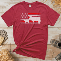 USA Cow Farm (Adult Unisex Tee) - Heather Red